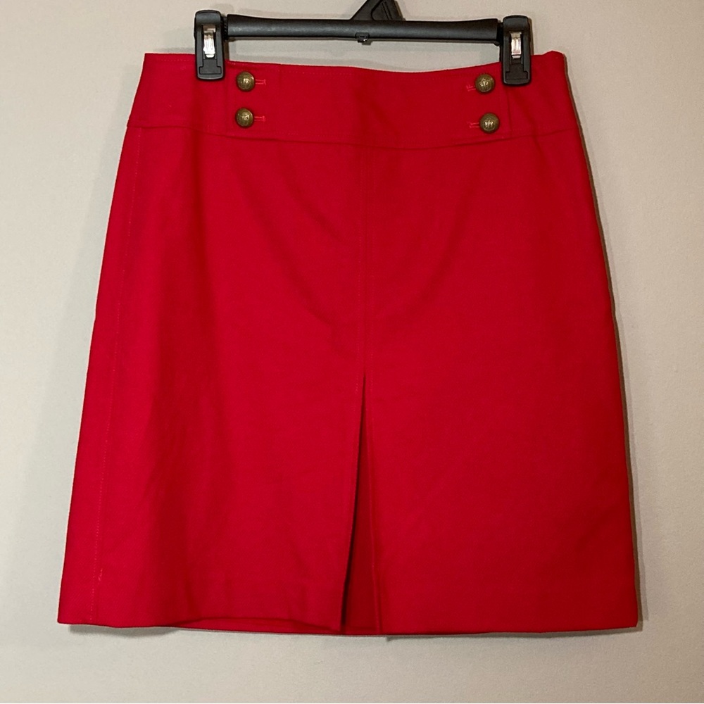 Talbots Red Textured Mini Skirt with Sailor Buttons Sz 6P